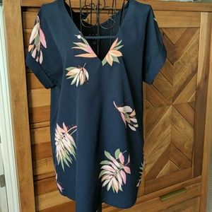 A New Day navy leaf print short sleeve shirt